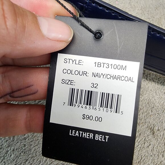 PX Belt Mens 32 Blue Reversible Gray Leather *NWT* - Picture 4 of 8